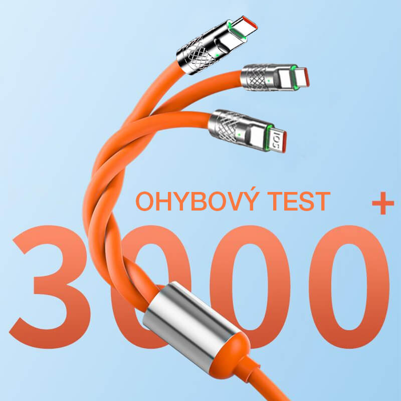 120 W-os 3 az 1-ben gyorstöltő kábel megerősített rézötvözet maggal