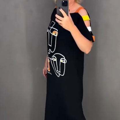 【S-4XL】💟Női divat nyomtatott rövid ujjú ruha